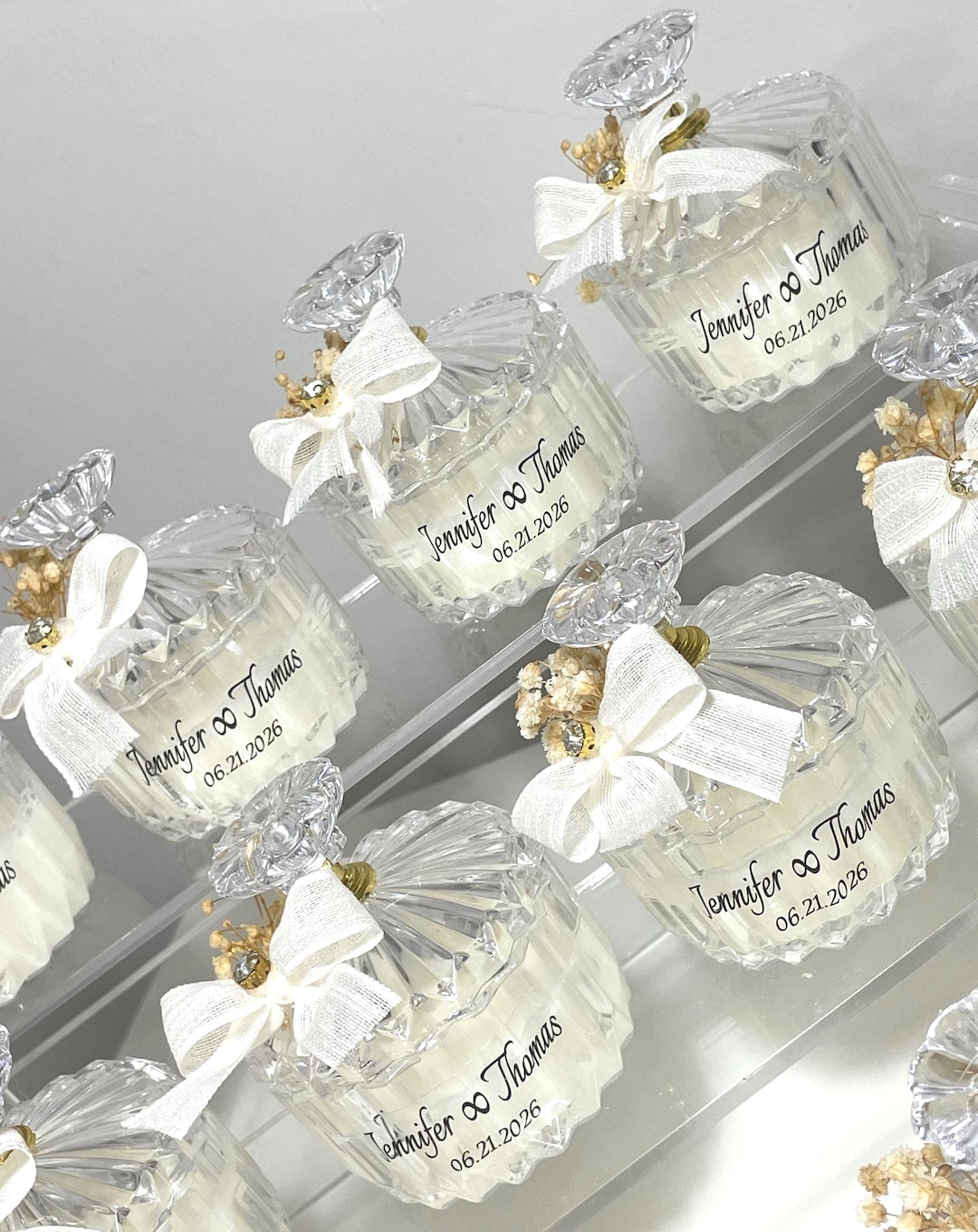 Personalized Wedding Favor Candles: Soy Wax in Elegant Glass-look Jars ...