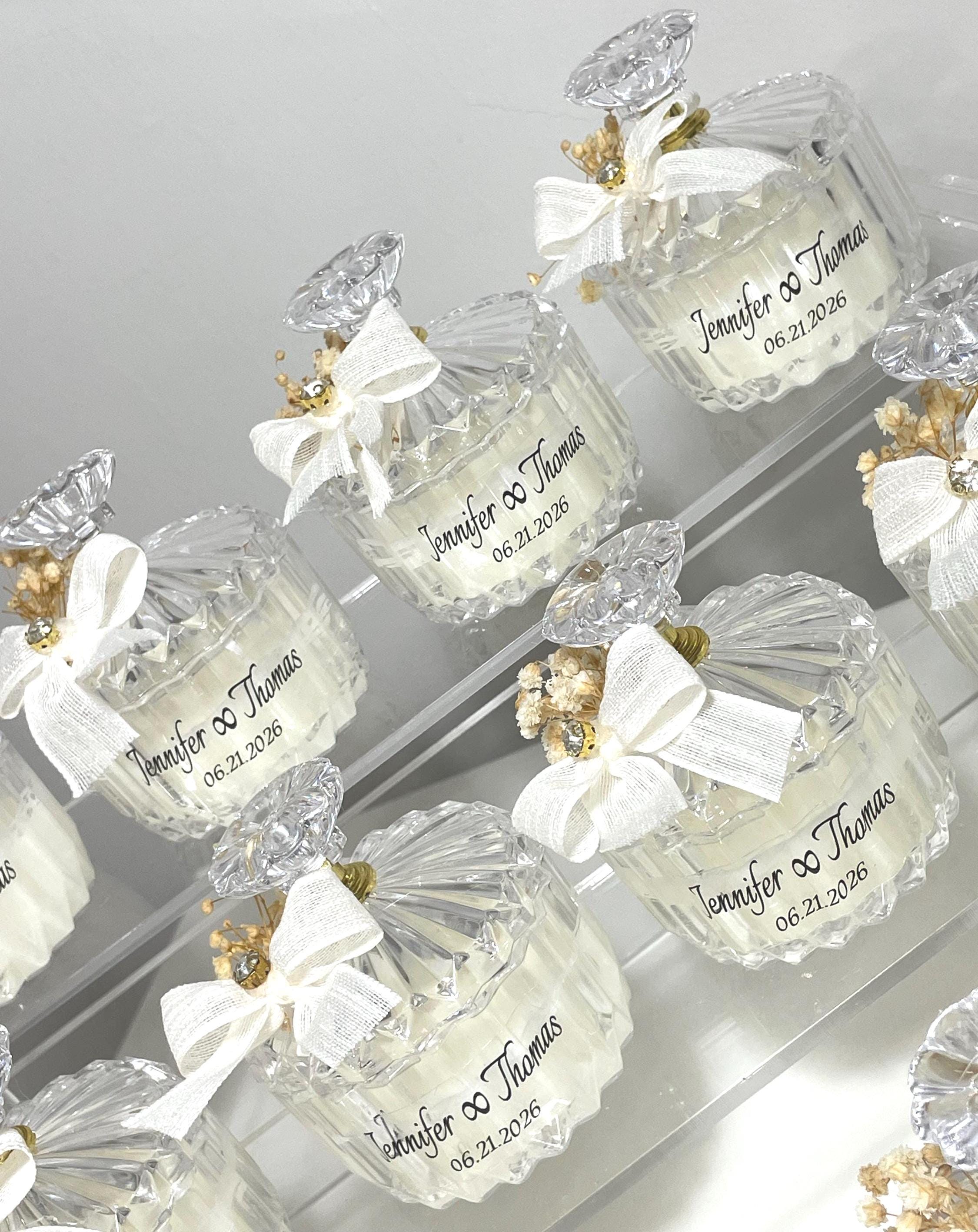 Personalized Wedding Favor Candles: Soy Wax in Elegant Glass-look Jars ...