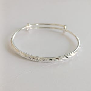 925 sterling silver Hammered Adjustable Bangle,