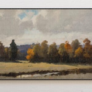 Countryside Art, Cozy Landscape Art, Vintage Print Country Landscape Painting, Vintage Landscape Painting, Vintage Landscape Art, Rustic Art