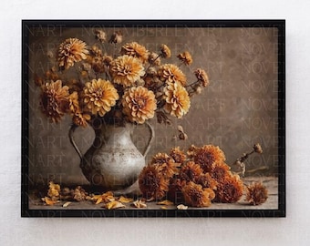 Vintage Floral Still Life, Flower Still Life Art, Floral Oil Painting Download, Floral Still Life Download,Oil Painting Flower Digital Print