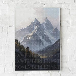 Mountains Wall Art, Mountains Posters, Vertical Mountain Painting, Mountain Relief Art, Large Mountain Landscape, Mountain Poster Vertical