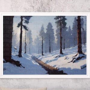 Winter Forest Wall Art, Snow Landscape Large Wall Art, Winter Forest Print, Winter Tree Print, Winter Wall Art Printable, Winter Wall Art