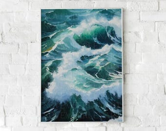 Turquoise Blue Water Wall Art, Ocean Water Print, Teal Blue Ocean Wall Art, Turquoise Water Wall Art, Coastal Print Teal, Large Ocean Art