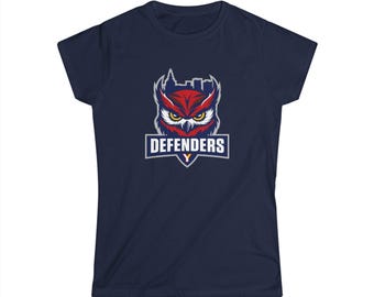 Owl Defenders logo Tee | Sports Mascot Shirt, Red Blue Owl Emblem
