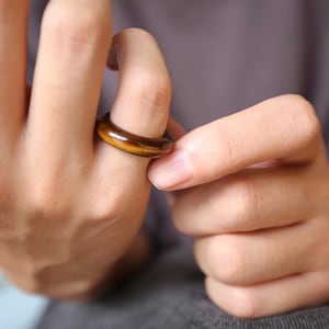 Tiger Eye Ring, Natural Crystal Gemstone Ring,Dainty Rings,Stackable Ring,Gift for him her,Chriatmas present,Tiger Eye jewelry