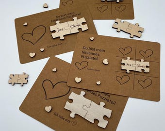 Personalized Puzzle Gift for Couples – You are my missing puzzle piece – Valentine's Day, Anniversary, Love, Wooden Puzzle Card