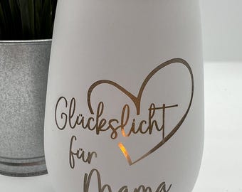 Personalized lantern "Lucky light for ..." | personalized | Gift for friendship, love, birthday | Tealight holder with heart