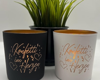 Lantern Confetti in a Heart - Mood Light with Gold - Interior | Lantern Cologne | Glass Cologne | Gift Idea | Decoration with Heart | Carnival