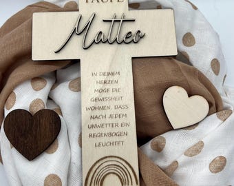 Baptism - Cross - personalized - Cross with baptismal saying - Gift for the godchild - Gift baptism