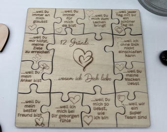 12 Reasons Why I Love You - Puzzle - Gift Partner - Puzzle for Couples - Partner Puzzle