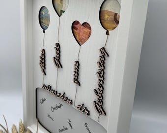 Money gift, picture frame, birthday, present, wooden gift, gift wrapping, 3D effect, customizable