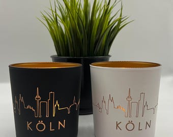 Cologne Skyline Lantern - Stylish Cologne Decoration | Gift Idea for Cologne Fans | Cologne | Hometown Lovers | Black and Gold or White and Gold