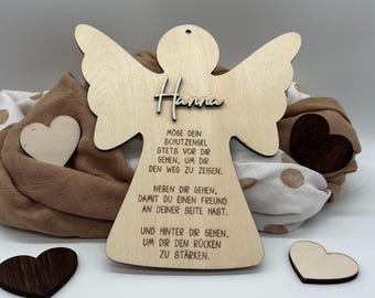 Baptism - Wooden Angel - Personalized - Communion - Confirmation - Gift for Godchild - Birth Gift - Baptism Gift