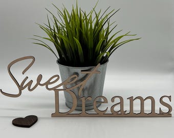 Quote Wall Decal - Wood - Wall Sticker - Sweet Dreams - Image in Various Colors - Bedroom Decor - Gift