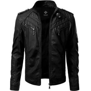 Men’s Genuine Lambskin Leather Biker Riding Jacket Real Lambskin Fashion Leather Jacket