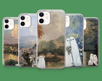 Ghost Couple Phone Case Lake Scenery Cover for iPhone 18Pro, 17E, 15, 14, 13 Samsung S26, S26Fe, S23, A56, A15 Pixel 11Pro XL, 10A, 8A, 8Pro