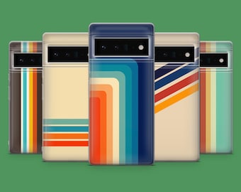 Retro Stripes Phone Case Vintage Cover for Google Pixel 10, 9A, 9Pro XL, 8A, 8Pro, 7A, Samsung S25, S24, S23Ultra, A56, A15, iPhone 17, 16E