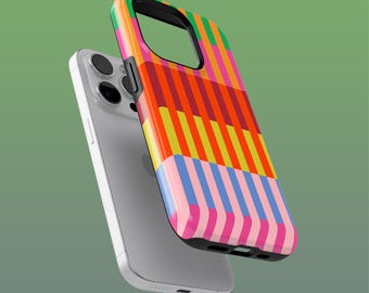 Colour Stripe Phone Case Cute Tough Cover for iPhone 16E, 15, 14, 13, X, Google Pixel 9A, 8Pro, 7A, 6A, Samsung S25Ultra, S24, S23, S22, A54