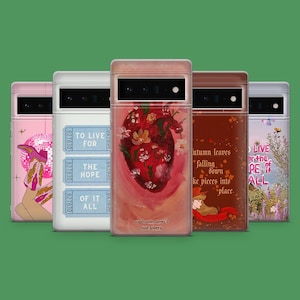 May include: A collection of phone cases with various designs. One case features a disco ball and cowboy boots, another has ticket stubs with text, and a third displays a heart with flowers. Additional cases showcase autumn leaves and floral themes.