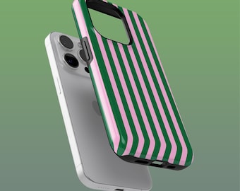 Pink Stripes Phone Case Cute Tough Cover for iPhone 16E, 15, 14, 13, X, Google Pixel 9A, 8Pro, 7A, 6A, Samsung S25Ultra, S24, S23, S22, A54