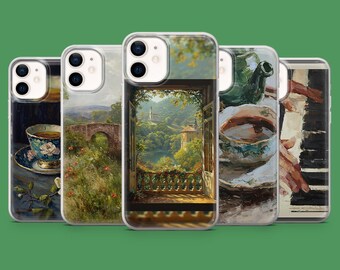 Teacup Painting Phone Case Green Fields Cover for iPhone 17Air, 16E, 15, 14, Samsung S25, S24Fe, S23Ultra, A15 Pixel 10, 9A, 9Pro XL, 8A, 8