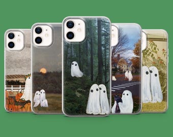 Ghost Couple Phone Case Dreamy Summer Cover for iPhone 18Pro, 17E, 15, 14, 13 Samsung S26, S26Fe, S23, A56, A15 Pixel 11Pro XL, 10A, 8A, 7A