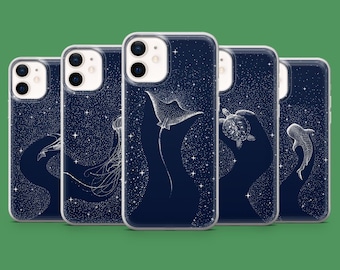 Jellyfish Phone Case Ocean Stars Cover for iPhone 17Air, 16E, 15, 14, Samsung S25, S24Fe, S23Ultra, A15, Pixel 10, 9A, 9Pro XL, 8A, 8Pro, 7A