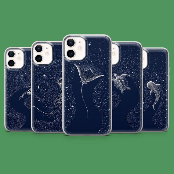Jellyfish Phone Case Ocean Stars Cover for iPhone 17Air, 16E, 15, 14, Samsung S25, S24Fe, S23Ultra, A15, Pixel 10, 9A, 9Pro XL, 8A, 8Pro, 7A