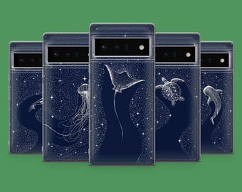 Blue Stingray Phone Case Whale Shark Cover for Google Pixel 10, 9A, 9Pro XL, 8A, 8Pro, 7A, Samsung S25, S23Ultra, A56, A15, iPhone 17, 16E