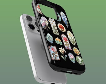 Stained Glass Phone Case Floral Tough Cover for iPhone 16E, 15, 14, 13, Google Pixel 9A, 8Pro, 7A, 6A, Samsung S25Ultra, S24, S23, S22, A54
