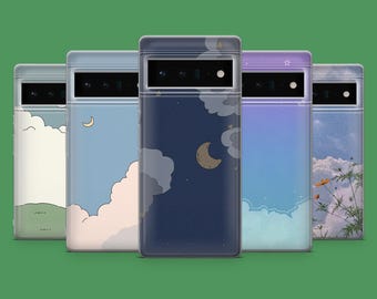 Manga Lofi Phone Case Anime Clouds Cover for Google Pixel 10, 9A, 9Pro XL, 8A, 8Pro, 7A, Samsung S25, S23Ultra, A56, A15, iPhone 17, 16E, 15