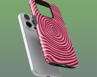 Custodia rigida preppy a spirale rosa per iPhone 16E, 15, 14, 13, X, Google Pixel 9A, 8Pro, 7A, 6A, Samsung S25Ultra, S24, S23, S22, A54