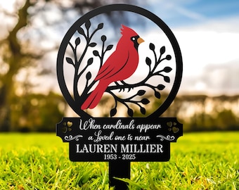 Custom Cardinal Memorial Garden Stake, Personalized Memorial Plaque, Custom Grave Marker, Sympathy Gift, Cardinal Name Sign, Garden Stake
