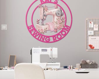 Custom Sewing Room Metal Sign, Sewing Machine With Flower Sign, Craft Room Sign, Sewing Room Decor, Quilting Sign, Gift For Grandma