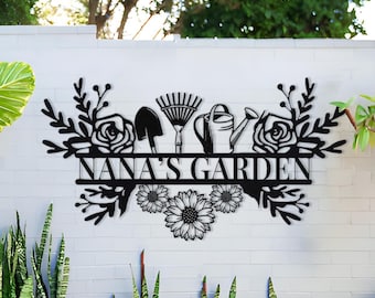 Custom Metal Garden Decor,Gardener Name Sign, Personalised Garden Name Sign,Garden Wall Art, Yard Decor,Gardening Gifts for Mom,Housewarming