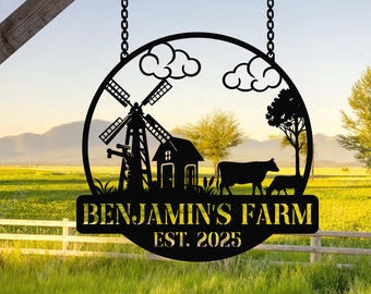 Custom Farm Metal Name Sign, Custom Farmhouse Sign, Gift for Farmers, Farm Gate Sign, Farm Outdoor Decoration,Farm Metal Wall Art