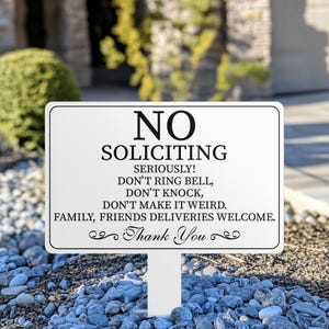 No Soliciting Yard Sign, Metal House Sign, No Soliciting Sign for Home Decor, Funny Metal Yard Stake, Outdoor Decoration, Housewarming Gifts