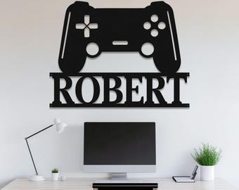 Game Controller Metall Wand Kunst, Gamer Namen Zeichen, Spielzimmer Dekor, Gaming Wohnkultur, Videospiel Kunst, Weihnachten Geburtstagsgeschenk, Geschenk für Gamer