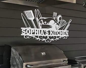 Custom Kitchen Metal Wall Art, Personalized Metal Signs, Custom Kitchen Wall Decor, Custom Kitchen Sign,Housewarming gift,Kitchen Decoration