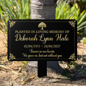 Memorial Tree Plaque with Stake, Sturdy Metal Garden Marker, Personalized Tree Sign, Remembrance Plaque-Multiple Colors, Tree Plaque Marker