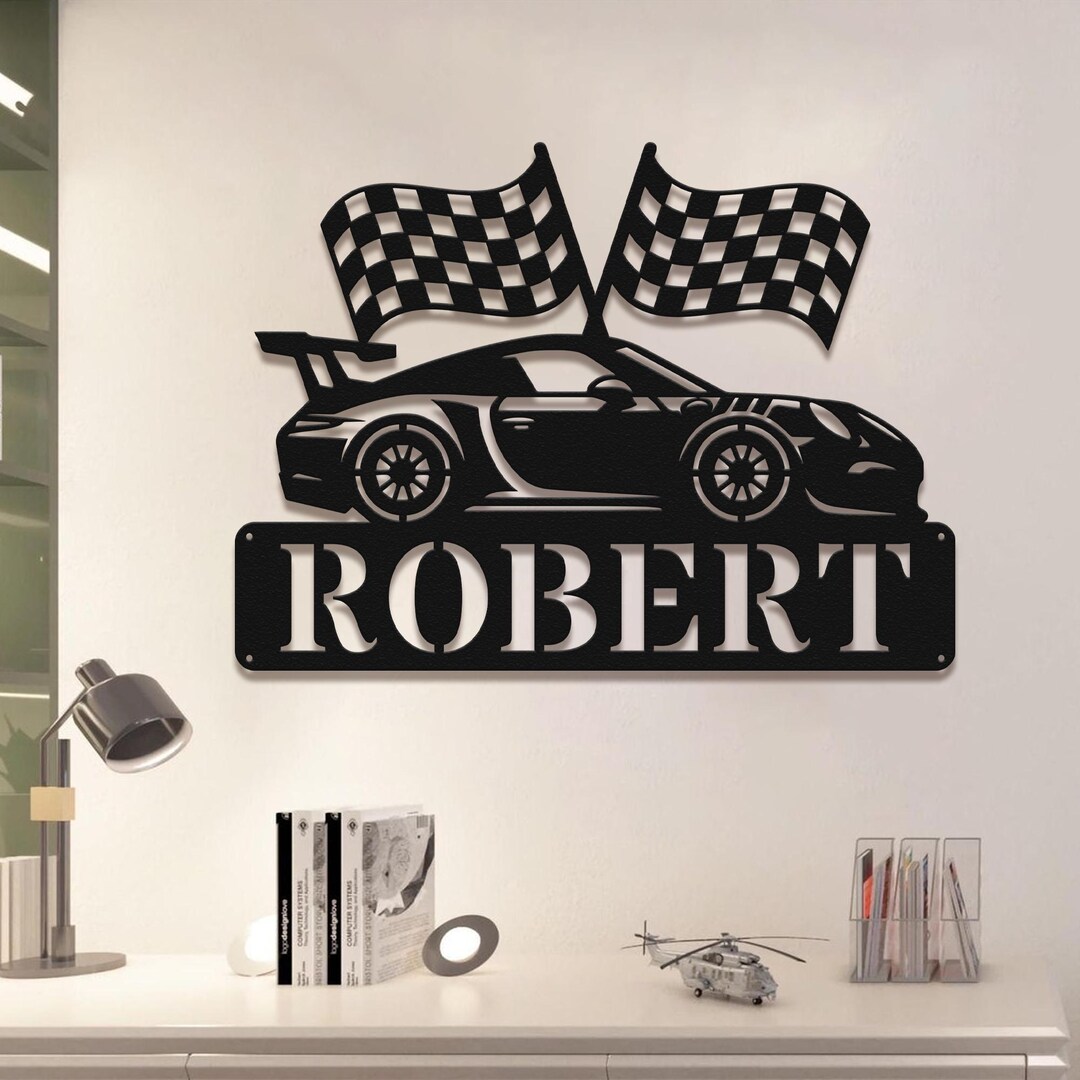 Custom Checkered Flag Racing Sign, Checkered Flag Monogram, Custom ...