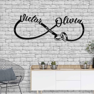 Personalized Wedding Gift for Couple, Custom Infinity Sign, Wedding Date Sign Metal Engagement Sign, Anniversary Gift, Bridal Shower Gift