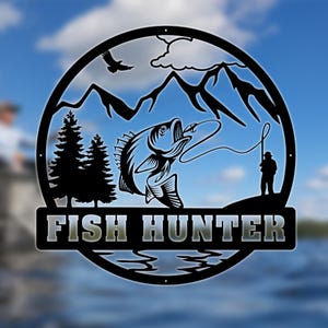 Custom Fish Metal Name Sign, Outdoor Bass Fishing Sign, Fishing Gift for Men, Custom Fishing Sign, Fisherman Gift, Cabin Sign, Hunting Sign