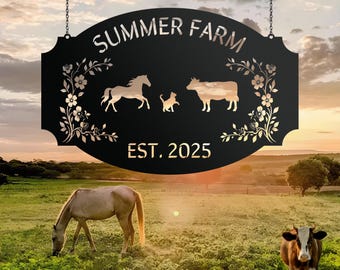 Personalized Farmhouse Sign, Farm Metal Sign, Gift for Farmers, Farm Gate Sign, Farm Metal Wall Art, Large Farm Sign, Farm Sign with all Pet
