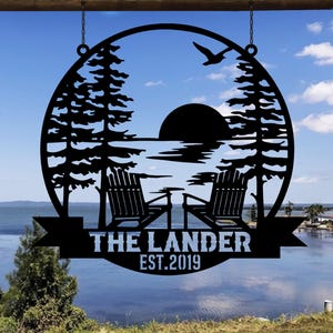 Personalized Lake House Metal Sign, Forest Lake Sign, Custom Lake House Name Sign, Camping Metal sign, Lake House Decor, Cabin Metal Sign