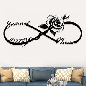 Personalized Wedding Gift for Couple, Custom Infinity Sign, Wedding Date Sign Metal Engagement Sign, Anniversary Gift, Bridal Shower Gift