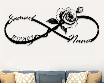 Personalized Wedding Gift for Couple, Custom Infinity Sign, Wedding Date Sign Metal Engagement Sign, Anniversary Gift, Bridal Shower Gift