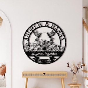 Personalized 50th Anniversary Gift for Parents, Custom 50 Year Anniversary Sign, Ruby Anniversary Gift, Wedding Anniversary Metal Wall Art