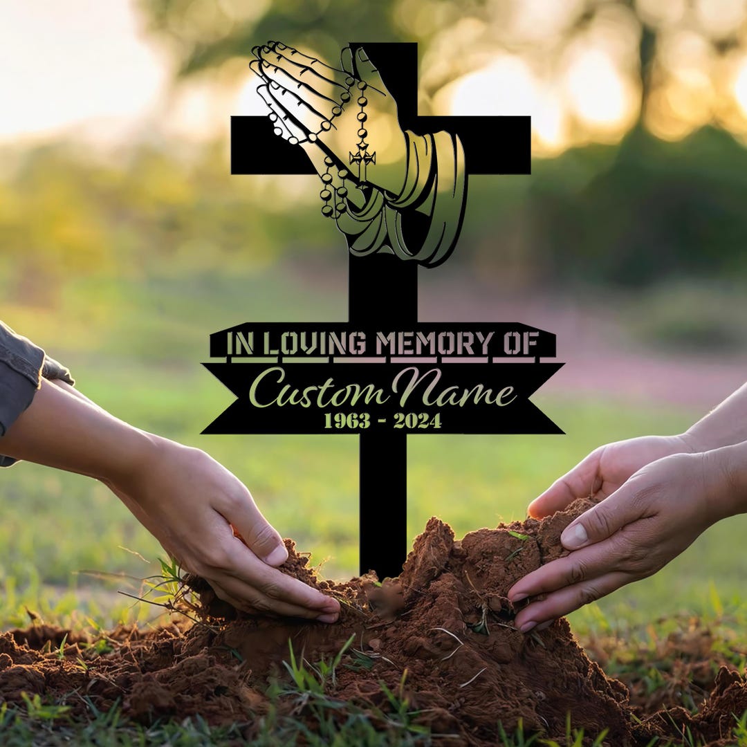 Custom Cross Memorial Metal Stake, Personalized Cross Stake, Loss of ...